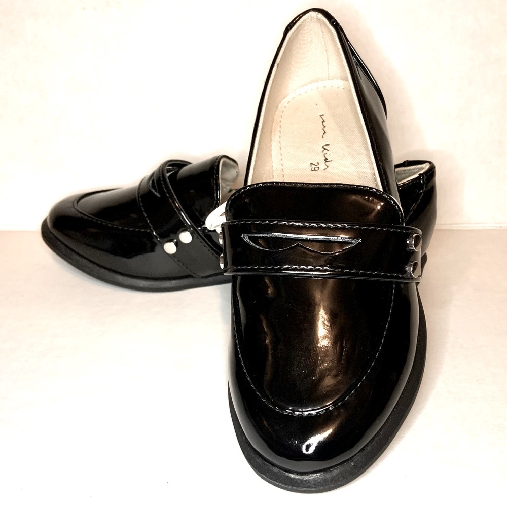 NWT ZARA KIDS BLACK FAUX LEATHER LOAFERS